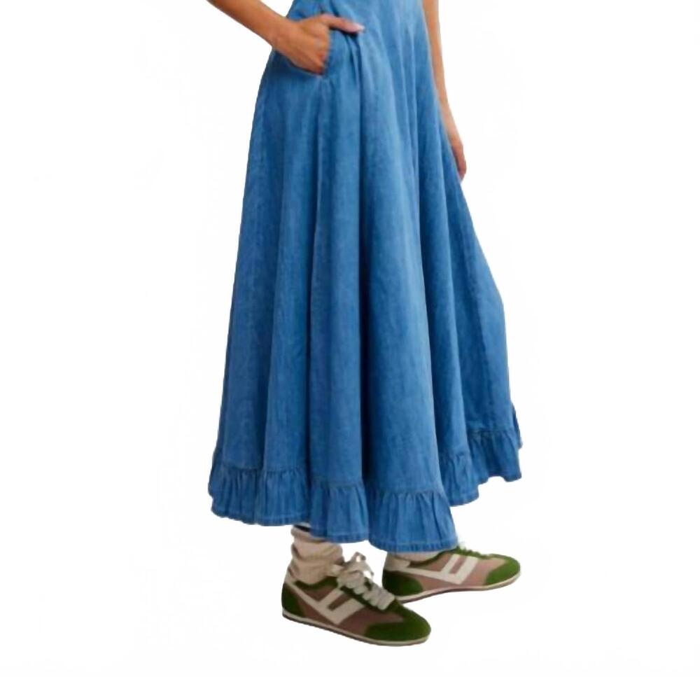 NEW FREE PEOPLE another season midi dress in boardwalk blue - Picture 3 of 5